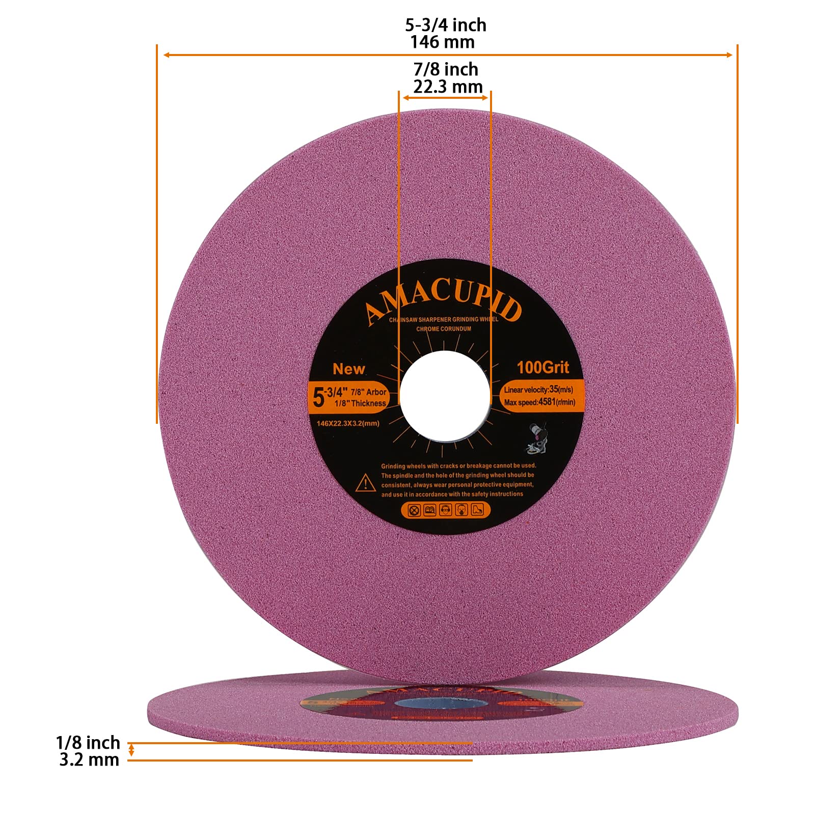 AmaCupid Chainsaw Sharpener Grinding Wheel, Chrome Oxide